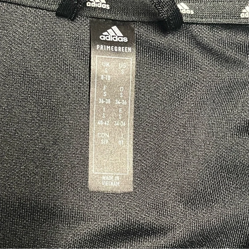 Adidas Women’s Sereno Track Jacket Size Small Black Camo Sleeve Striped Full Zip - Picture 10 of 13